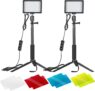 Pack de 2 focos para fotografia 5500K com filtros e base em tripé e controlo da luminosidade