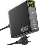 Carregador USB C, 160 W GAN Carregador de 6 portas, USB C Multiple mit 3 USB-C e 3 USB-A PD QC 3.0