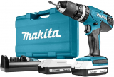 Makita HP457DWE10 2×18 V 1.3Ah Li martelo perfurador 42Nm + estojo e 74 acessórios incluídos