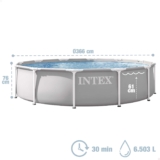 Intex Piscina desmontável, cinzento, D366 x 76 cm, capacidade para 6,503 litros