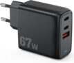 Carregador USB C 67W (GAN II), carregador rápido 3 portas