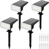 Luzes solares LED para exteriores, focos de paisagem IP67, 4 unidades