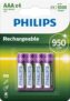 PHILIPS Pilhas recarregáveis AAA HR03 1000x recarregáveis – 950 mAh