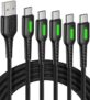 INIU Cabo USB C, [5 Pack 1+1,8 + 1,8 + 3 m]