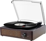 Gira-discos Vinil Vintage Bluetooth com Altifalantes Incorporadas, 3 Velocidades 33/45/78 RPM