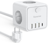 Cubo Extensão com 2 mt, 3 tomadas de AC, 3 USB e 1 tipo C