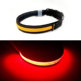 Coleira para cachorro iluminada LED, recarregável (Laranja)