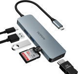 Adaptador USB C para PC, MacBook Pro/Air iPad Pro, 6 em 1, com saída HDMI 4K, 100W