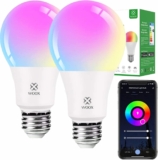 Lâmpada inteligente LED RGB E27 Wifi 9W, Google Home/Alexa (Pack de 2 unidades)