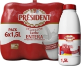Leite Gordo Président sem glúten, sem adição de açúcares, sabor natural, 6 x 1,5 L