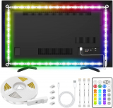 Fita LED TV USB, 2 m retroiluminação para TV, Fita LED RGB com controlo remoto para HDTV de 40 – 60 polegadas