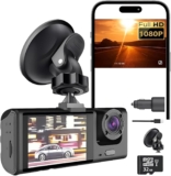 Dashcam de Câmera Dupla para Carro Full HD com Tela e Visão Noturna, MicroSD 32GB