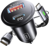 INIU Carregador de carro carregamento rápido, 60 W + [1m] cabo 100 W