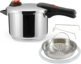 Amazon Basics Panela de pressão de aço inoxidável com vaporizador, 6 litros