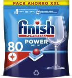 Finish Powerball Power All in 1 pastilhas para máquina de lavar louça, 80 Pastilhas