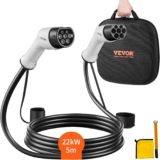 VEVOR Cabo de veículo elétrico tipo 2 a tipo 2 cabo de carregamento EV 32A 22 kW cabo de 5 m
