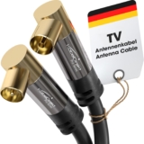 Cabo de Antena TV 4K, Cabo Coaxial – 90° em ângulo – 1m – TV digital e analógico