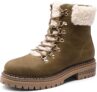 DREAM PAIRS Botas de inverno para mulher, em couro PU