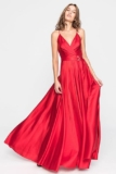 Vestido comprido de cetim para casamento, vermelho, 42