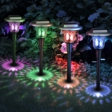 Luzes solares externas, pack de 8 luzes de jardim, mudança de cor automática 7 cores diferentes
