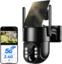 Suloron Câmara de vigilância WiFi exterior solar, 2K 4MP, rede 2,4G e 5G (Branca)