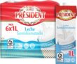 Leite Président meio gordo brik 1 l, embalagem de 6 litros