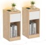Conjunto de 2 mesas de cabeceira estreita | com iluminação LED, 1 porta USB-A, 1 porta USB-C