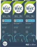 Veet Men Creme Depilatório Masculino, Peles Sensíveis, 3 x 200ml