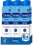 Sanex Dermo Extra control, desodorizante unisexo, pack 6x200ml