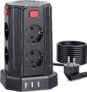 Tomada vertical com 8 tomadas e cabo 3m, 2500W/10A