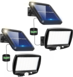 Luz solar exterior, pack de 2 com 3 modos de iluminação e sensor de movimento