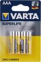 Pilhas VARTA Superlife AAA / R03 com 1,5 V, capacidade 800 mAh, 4 unidades