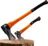 Machados de Mão Grandes para Lenha 88,5cm, Machado Pequeno 42,5cm, Aço Carbono, Ergonómico