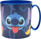 Caneca infantil Stitch, plástico reutilizável para micro-ondas de 390 ml