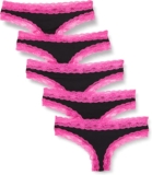 Tanga feminina em renda e algodão Iris & Lilly, 5 unidades (38, 40, 42, 44)