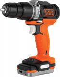 Black+Decker BDCHD12S1-XJ Berbequim de percussão 12 V, bateria de lítio 1,5 Ah e cabo USB para carregamento