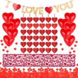 Decoração do dia dos namorados, balões em forma de corações, pétalas de rosas, Conjunto com 1018 peças