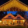 Cortina de luzes de natal exterior com 4M e 240 Leds