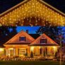Cortina de luzes de natal exterior com 4M e 240 Leds