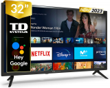 TD Systems 2023- Prime32C14S Smart TV 32 polegadas Android 11, Google Official Assistant, controlo por voz