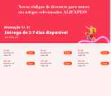 Códigos de desconto Aliexpress 1111 para artigos selecionados ( entregas em 3-7 dias)