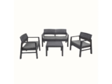 Conjunto de Jardim Kilimanjaro Antracite IPAE PROGARDEN (2 Cadeirões + 1 Mesa de Apoio + 1 Sofá duplo + 4 Almofadas)