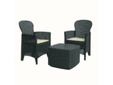 Conjunto de Jardim Tree Antracite | 2 Cadeirões + 1 Mesa de Apoio + 2 Almofadas