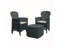 Conjunto de Jardim Tree Antracite | 2 Cadeirões + 1 Mesa de Apoio + 2 Almofadas
