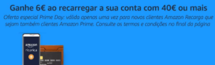 6€ GRÁTIS ao recarregares a tua conta AMAZON com 40€