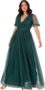 Ladies Maxi Dress Women V Neckline Short Sleeve
