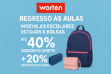 Mochilas Escolares, Estojos e Bolsas Até 40% desconto direto + 20% desconto com Cupão