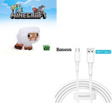 Ofertita Joybuy! Cabo USB Baseus de 1mt 3.0 e peluche Minecraft desde 0,7€