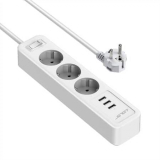 Power Strip com 3 x USB(5V2.4A) + 3 tomadas e interruptor com cabo de 2m só 11€