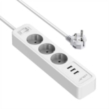 Power Strip com 3 x USB(5V2.4A) + 3 tomadas e interruptor com cabo de 2m só 11€